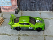Hot Wheels 2018 Bentley Continental GT3 lime green number 8 loose car, top view