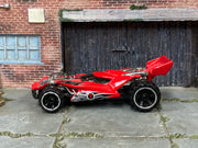 Hot Wheels Blade Raider red number 7 with black and gray graphics, left side view