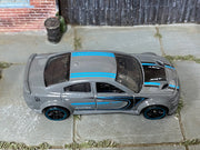 Hot Wheels Dodge Charger SRT Hellcat Widebody gray and blue, top view