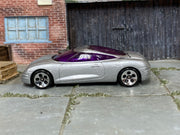 Hot Wheels Chrysler Thunderbolt silver with purple windows loose car, left side view