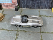 Hot Wheels Corvette Stingray silver loose racer, top view