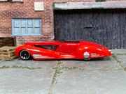 Hot Wheels Custom Cadillac Fleetwood red loose car, left side view