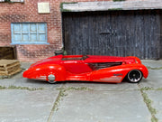 Hot Wheels Custom Cadillac Fleetwood red loose car, right side view