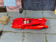 Hot Wheels Custom Cadillac Fleetwood red loose car, top view