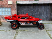 Hot Wheels Dune It Up red number 25 loose buggy, right-side view