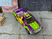 Hot Wheels Ford F-Series CNG Pickup purple and green loose die-cast, top view