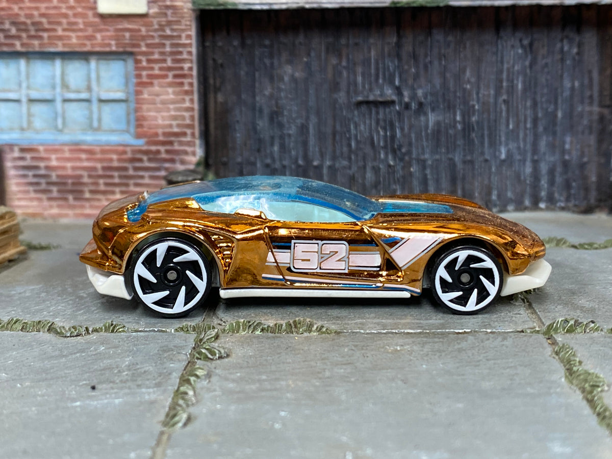 Hot Wheels Gazella GT orange chrome 52 loose car, right side view