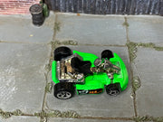 Hot Wheels fluorescent green MJ Engineering Go Kart loose toy, top view