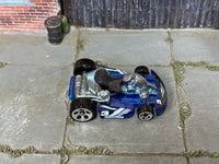 Hot Wheels metallic blue number 3 Go Kart loose toy, top view