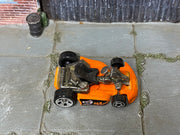 Hot Wheels orange MJ Engineering Go Kart loose toy, top view