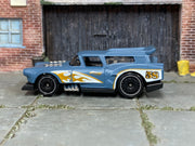 Hot Wheels Gone Mad moody blue and gold number 58 loose wagon, left side view
