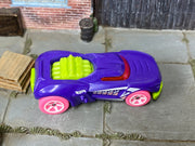 Hot Wheels Growler purple with pink wheels — top view