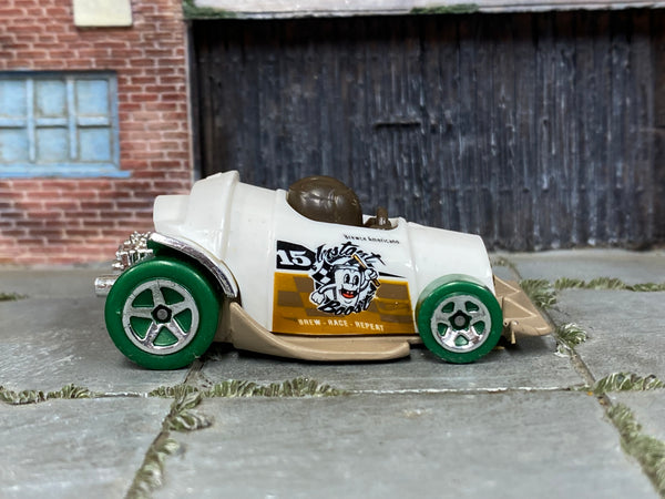 Hot Wheels Instant Boost white and green number 15 loose car, right side view