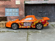 Hot Wheels IROC Firebird orange BBQ Cheesy Potato Chips, left side view