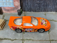 Hot Wheels IROC Firebird orange BBQ Cheesy Potato Chips, top view