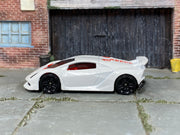 Hot Wheels Lamborghini Sesto Elemento white and red, left side view