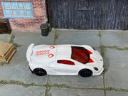 Hot Wheels Lamborghini Sesto Elemento white and red, top view