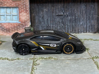Hot Wheels LB-WORKS Lamborghini Huracan Coupe black number 63, right side view