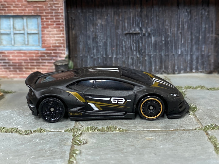 Hot Wheels LB-WORKS Lamborghini Huracan Coupe black number 63, right side view