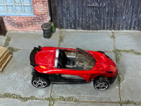 Hot Wheels Lotus Elise 340R red and black loose car, top view