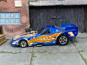 Hot Wheels Mustang Funny Car blue number 1, left side view