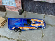 Hot Wheels Mustang Funny Car blue number 1, top view