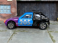 Hot Wheels Peugeot 205 Rallye purple blue and black loose car, left side view