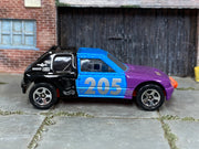 Hot Wheels Peugeot 205 Rallye purple blue and black loose car, right side view