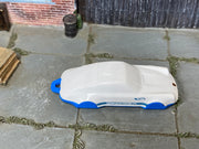 White and blue Hot Wheels Porsche 911 Carrera Clip — top view