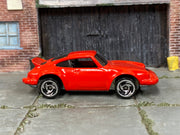 Hot Wheels Porsche P-911 red with silver three-spoke wheels, right side view