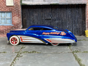 Hot Wheels Purple Passion metallic blue Happy Holidays loose car, left side view