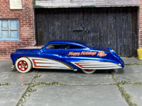 Hot Wheels Purple Passion metallic blue Happy Holidays loose car, left side view