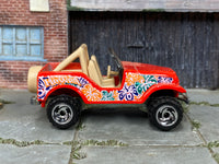 Hot Wheels Roll Patrol red Hawaii floral graphics, right side view