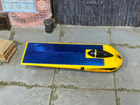 Hot Wheels Solar Eagle III yellow and blue number 8 loose car, top view