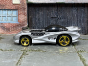 Silver Hot Wheels Splittin’ Image II with gold-colored wheels — left side view