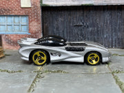 Silver Hot Wheels Splittin’ Image II with gold-colored wheels — right side view