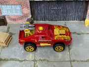 Hot Wheels Sting Rod Iron Man red and gold loose car, top view