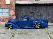 Hot Wheels Super Smooth metallic blue loose car — left side view