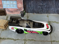White green and pink number 44 Hot Wheels Supercharged loose car, top view
