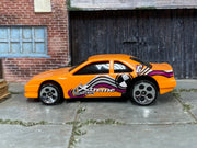 Hot Wheels T-Bird Stocker 1998 orange Xtreme graphics, left-side view