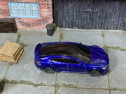 Hot Wheels Tesla Model S Plaid metallic dark blue loose car, top view