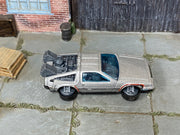 Hot Wheels Back to the Future Time Machine silver Hover Mode loose car, top view