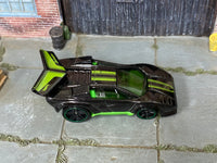 Hot Wheels Lamborghini Countach Tooned black and green loose car, top view