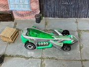 1999 Hot Wheels McDonald's Trail Runner lime green loose car, top view