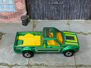 Hot Wheels Volkswagen Caddy metallic green with lime stripes, top view