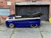 Hot Wheels Volkswagen Drag Truck dark blue and white loose truck, left side view