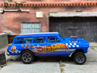 Loose 1964 Chevy Nova Station Wagon Gasser - Hot Wheels Red, White and Blue — view 3