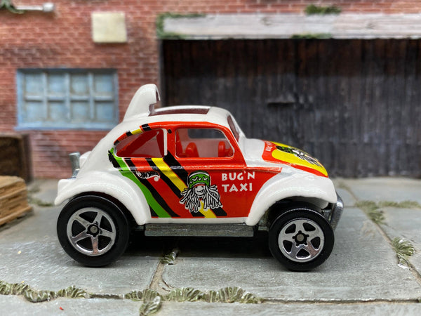 Loose Hot Wheels - Volkswagen VW Baja Bug - White, Red, Green and Yellow Bug'n Taxi
