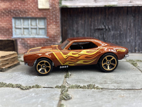 Loose Hot Wheels - 1967 Chevy Camaro - Golden Brown With Flames