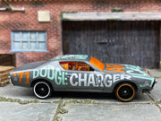 Loose Hot Wheels - 1971 Dodge Charger - Gray Blue and Orange